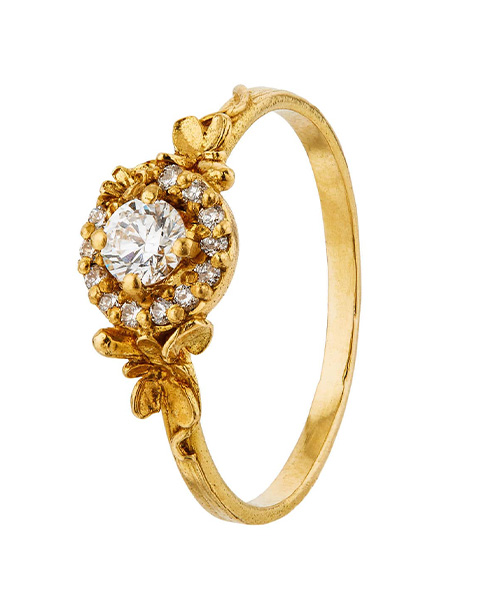 product shot of Small Diamond Spring Halo Ring by Alex Monroe Jewellery